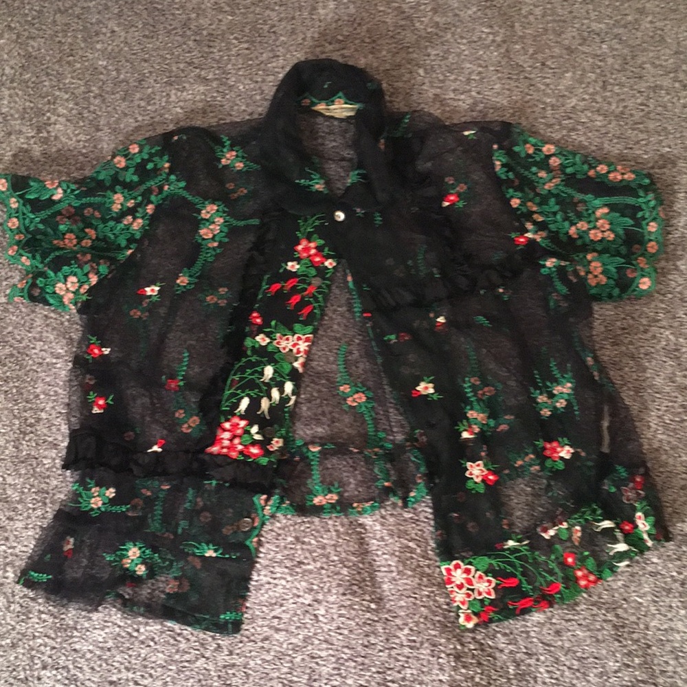 Comme des Garçons Black and Green Sheer Top